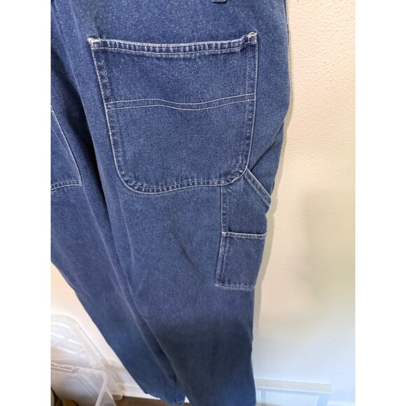 VTG Mickey Unlimited Denim Overalls Blue Mickey Mouse Pocket Womans L - Picture 4 of 8